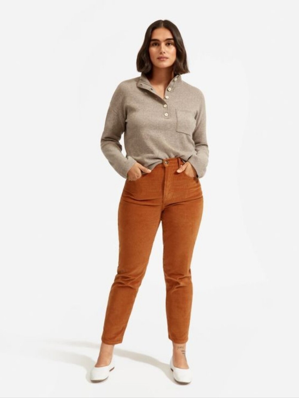 Everlane The Baby Cord Cheeky Crop Corduroy Straight Pant Sz 26 Acorn Rust Brown